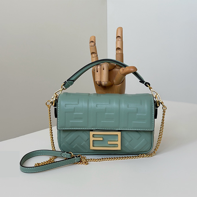 fendi baguette embossed ff lambskin shoulder handbag